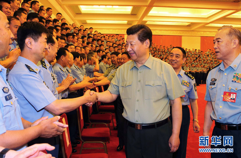 2014年6月17日，習(xí)近平在北京接見空軍第十二次黨代會代表。 李剛 攝